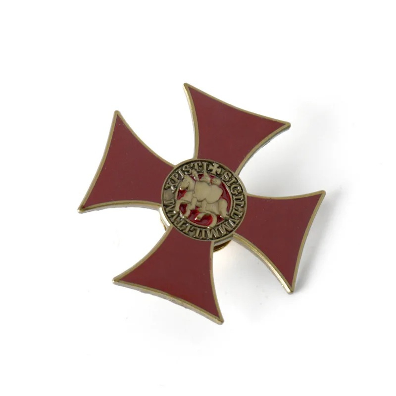 Ritter Templer Abzeichen Rotes Kreuz Emaille Pin Brosche für Schmuck Zubehör