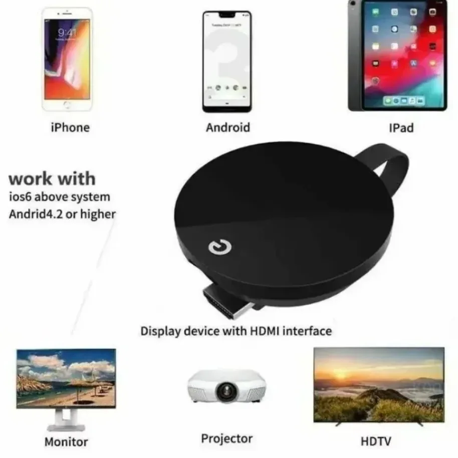 Chromecast Google inalámbrico WiFi Mirascreen Compatible con HDMI pantalla HD Dongle medios transmisión vídeo tv hogar inteligente para ios/Android