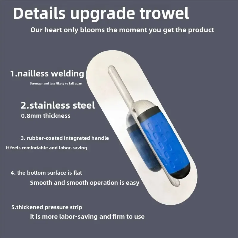 Stainless Steel Plastic Handle Round Trowel Plaster Putty Knife Concrete Finishing Trowel Construction Hand Plastic Handle Tool