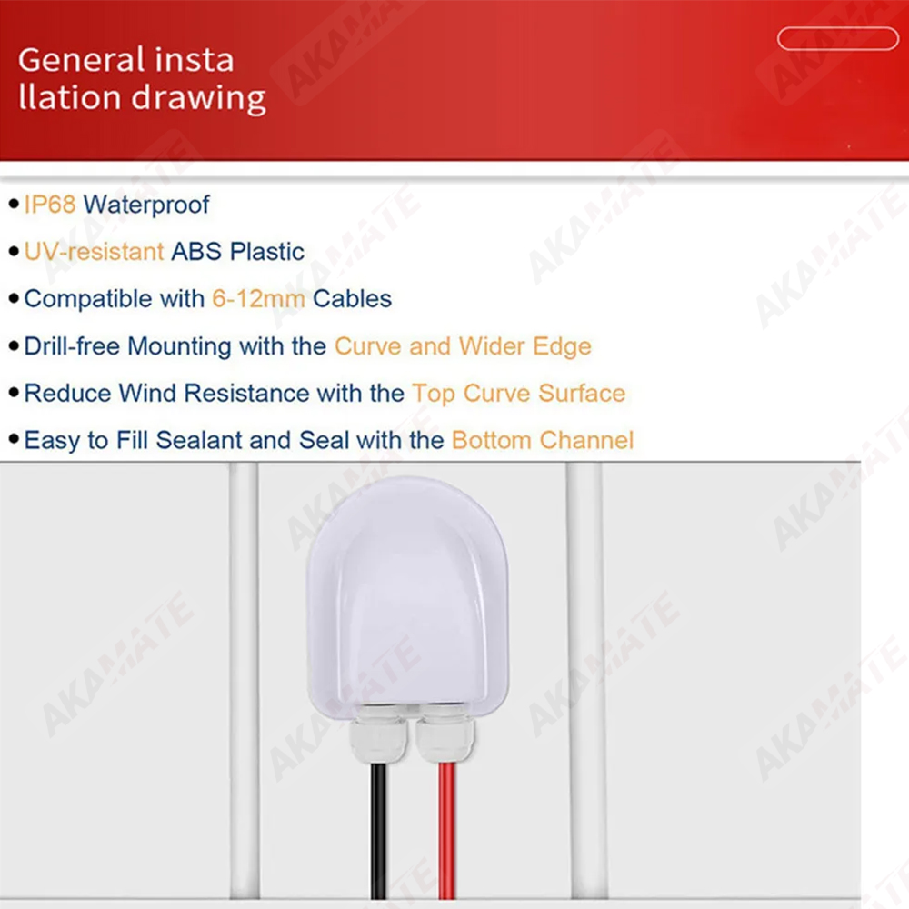 Caixa de junção para caravana, caixa de armazenamento de cabo de entrada de fio solar à prova d'água, caixa de glândula, suporte de conector de cabo de entrada de fio de teto, furo duplo
