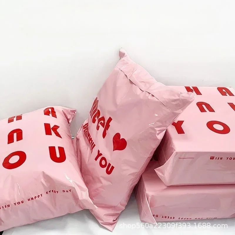 女性用ピンクのレタリングデザインの衣類バッグ,厚手,防水,10ユニット