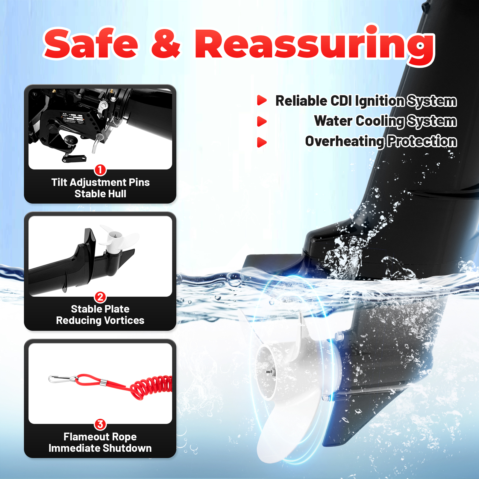 2 Stroke Motor Fishing Boat Engine Water Cooling CDI System Outboard Machine 6HP Short Shaft Petrol Engine