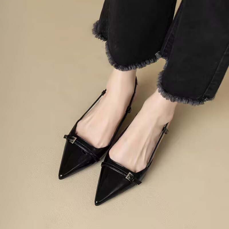 Women's Sateen-Like Pointed-Toe Ankle Strap Pumps - Medium Stiletto Heel Elegant Dress Shoes for Formal Events