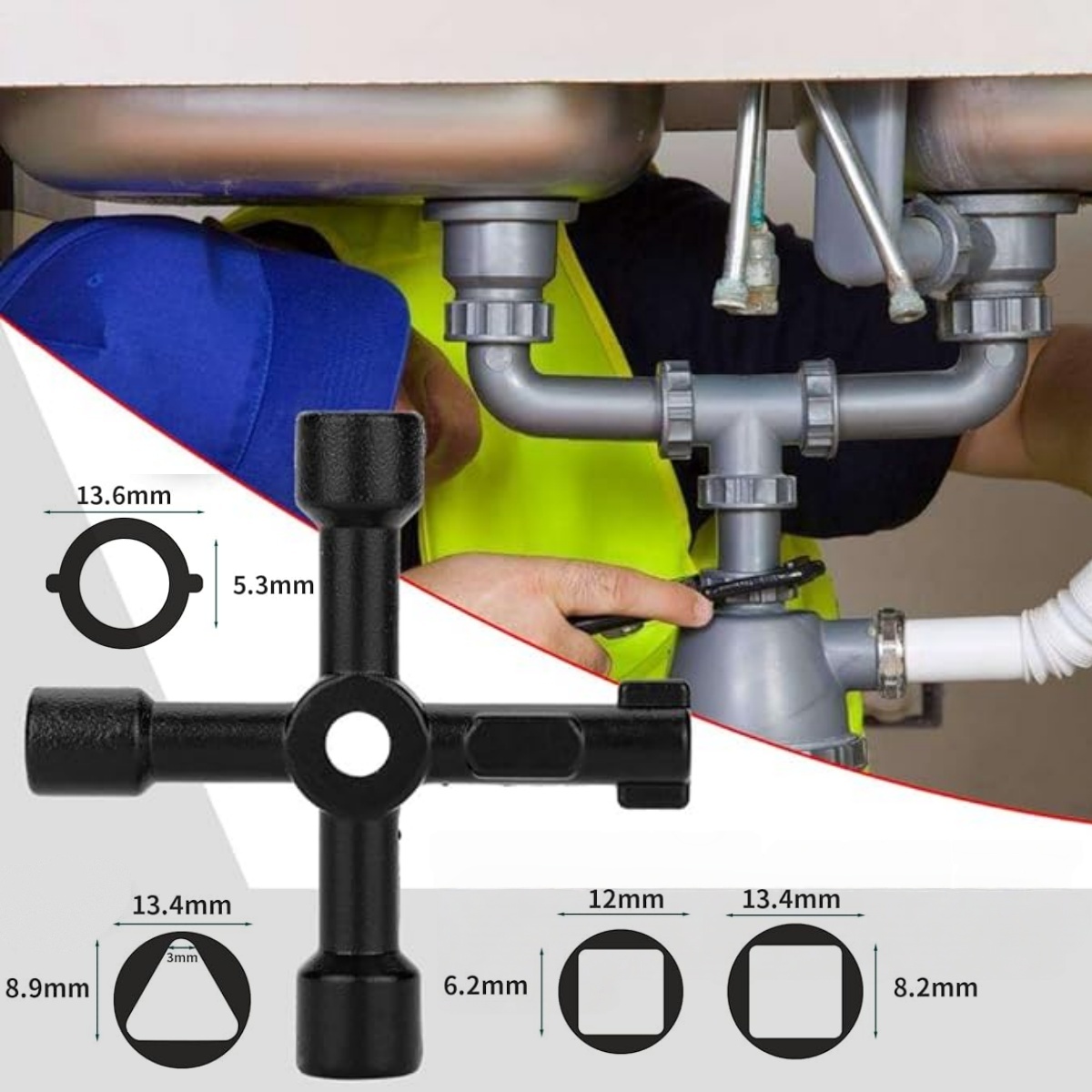 Multifunction 4 Ways Universal Triangle Wrench Key Plumber Keys Triangle for Gas Electric Meter Cabinets Bleed Radiators