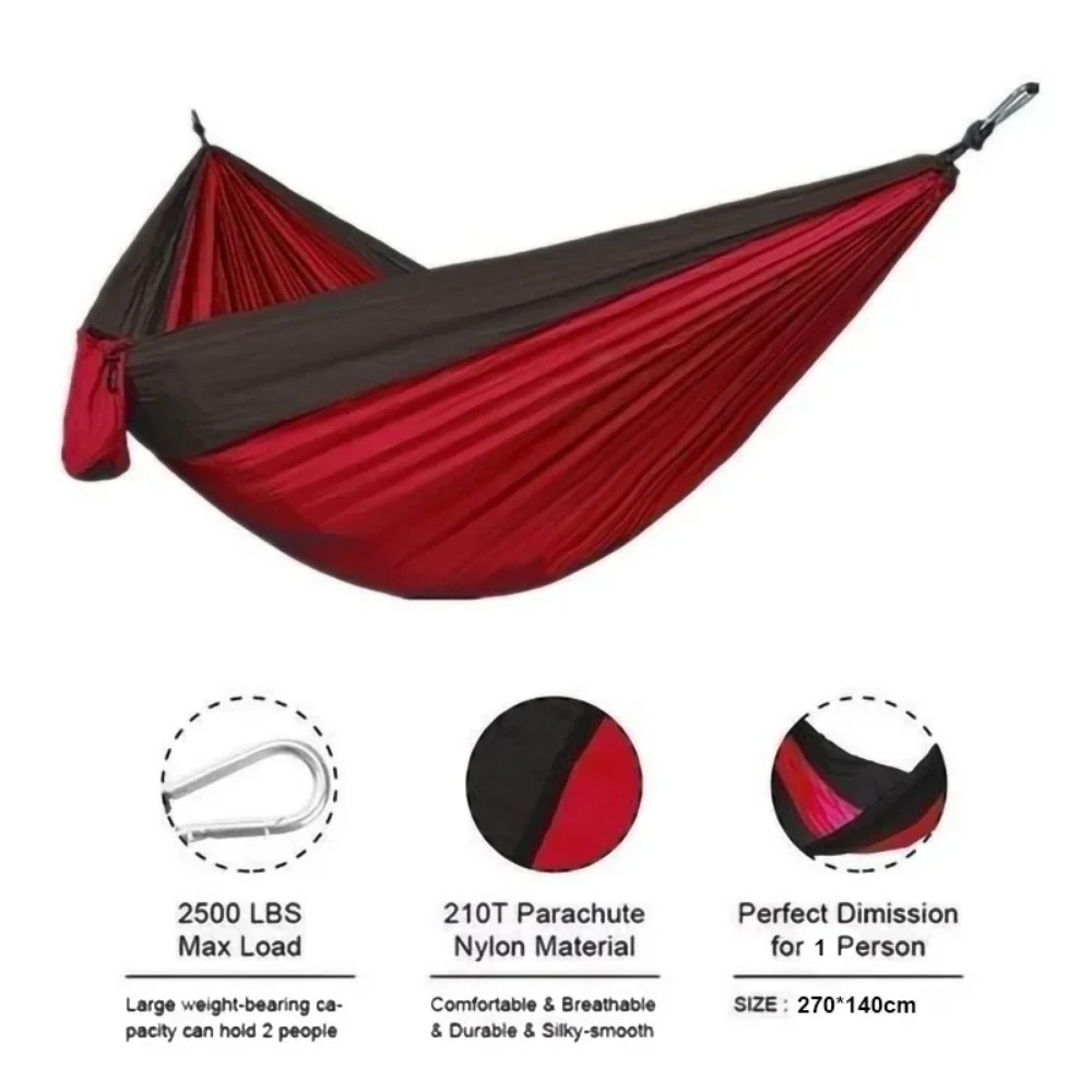 Outdoor Single Person Camping Hammock with Nylon Color Matching Hammock High Strength Parachute Fabric Portable Hammocks Chair