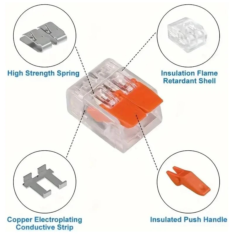30 ชิ้น Quick ตัวเชื่อมต่อสายไฟ 30 1 In และ Out Fast สายไฟฟ้า Clamp Kit Connector Terminal 30 ชิ้นสีส้ม Combinat