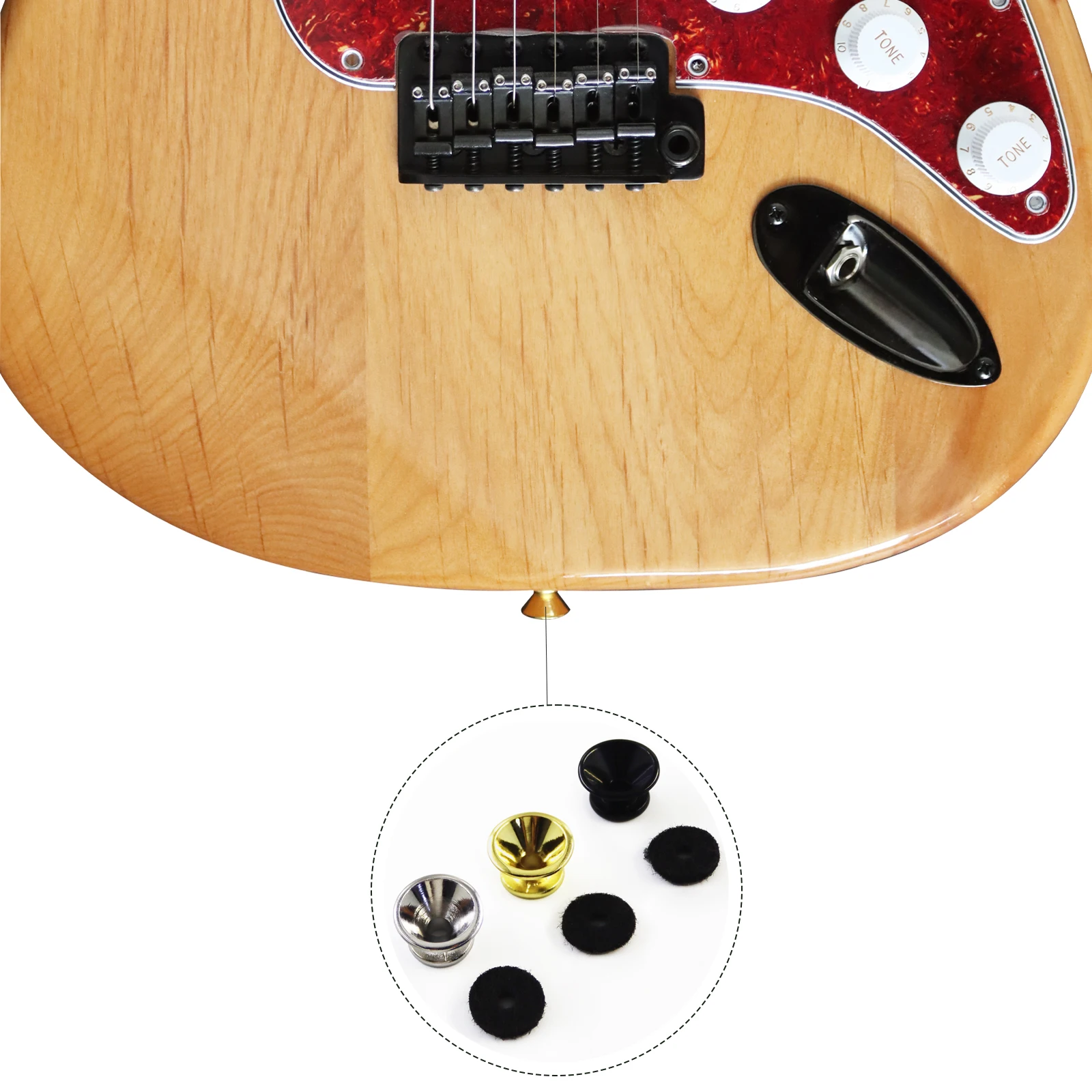 Pulsanti per tracolla per chitarra, perni di bloccaggio per cinghia per chitarra acustica in lega premium con viti e feltrini per chitarra Straplock Peg per chitarra
