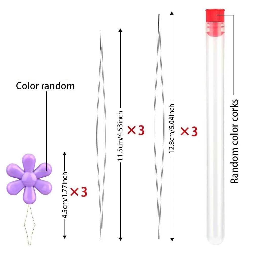 6PCS Beading เข็มยาวตรงประดับด้วยลูกปัดเย็บปักถักร้อยเข็มเข็มและ 3Pcs ลูกปัดเข็มสําหรับเครื่องประดับทํา