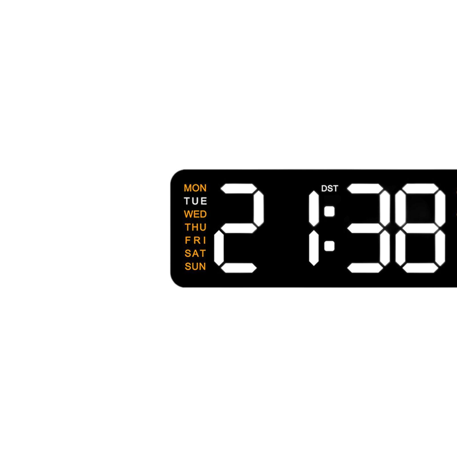 Digital Alarm Clock LED Display Memory Function 12/24H with Temperature Humidity Week Shows Plastic Desk Clock for Wall Hanging