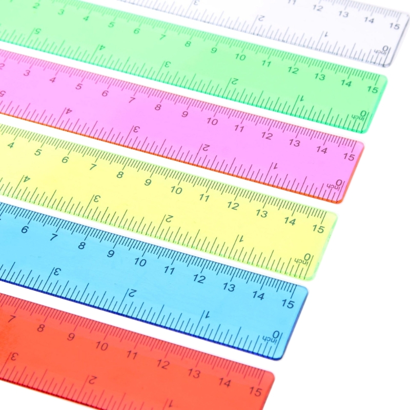 Set di 8 righelli metrici sfusi con pollici e centimetri, righello per bambini per la scuola, righello in plastica trasparente colorato