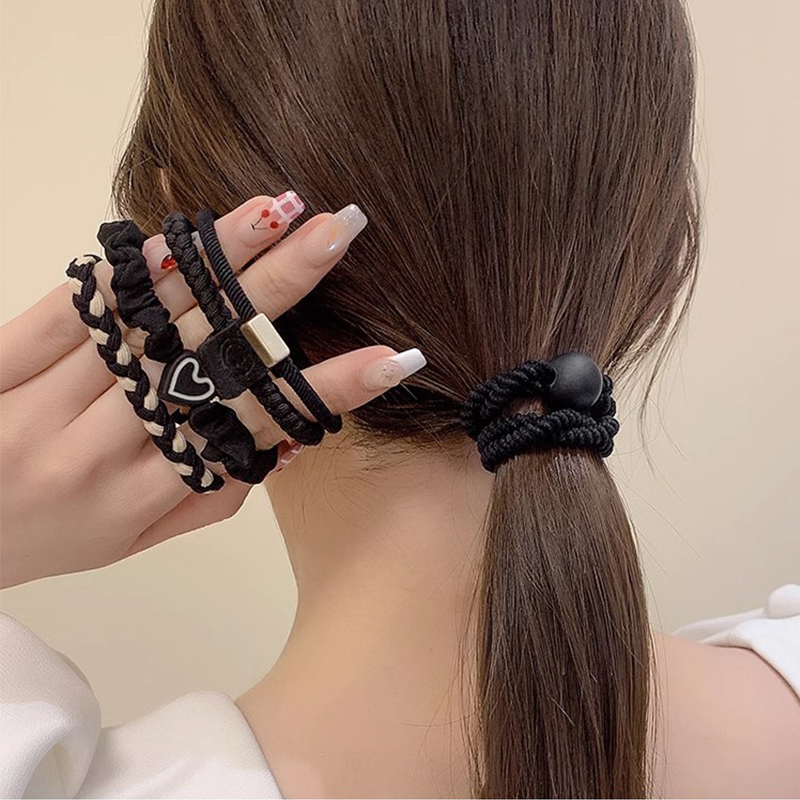 5pcs/20pcs Highly Elastic and Durable Rubber Band Simple High Ponytail Hair Rope Women's Hair Rope Hair Decoration Set
