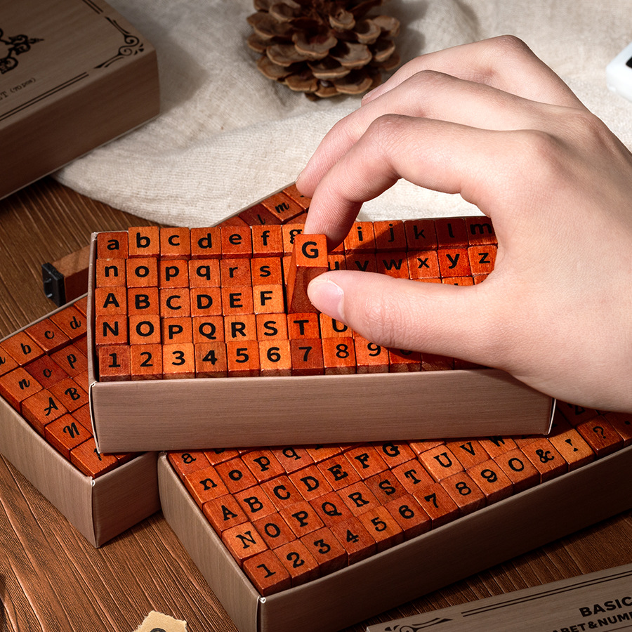 70 Pcs Symbols Retro Letters English Digital Hand Notes Seal Typewriter Series Decorative Printing Materials Wood Stamp Set