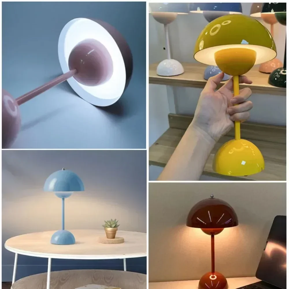 Lámpara de mesa de seta recargable por USB, accesorio de iluminación interior con ajuste de tres velocidades, lámpara de escritorio de brote de flores, decoración del Hoom, luz nocturna