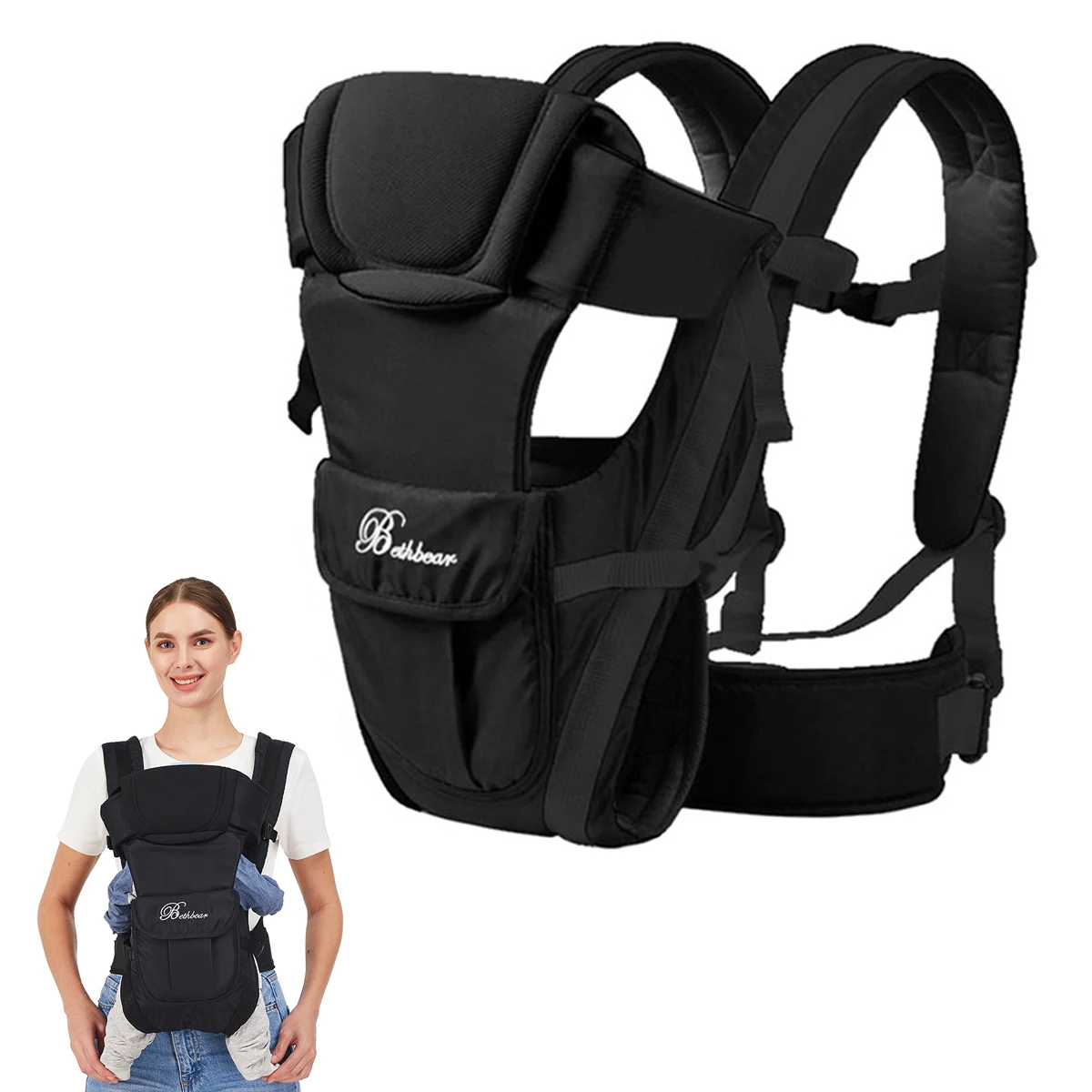 Portabebés, portabebés ergonómico 4 en 1, portabebés fácil ajustable para recién nacidos y niños pequeños