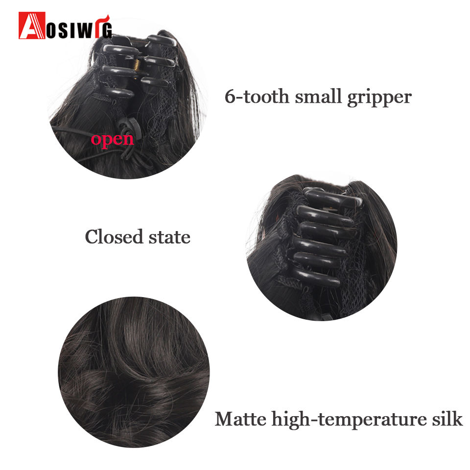 Extensión de cabello de cola de caballo corta rizada con Clip de garra sintética para mujer, postizo de cola de caballo