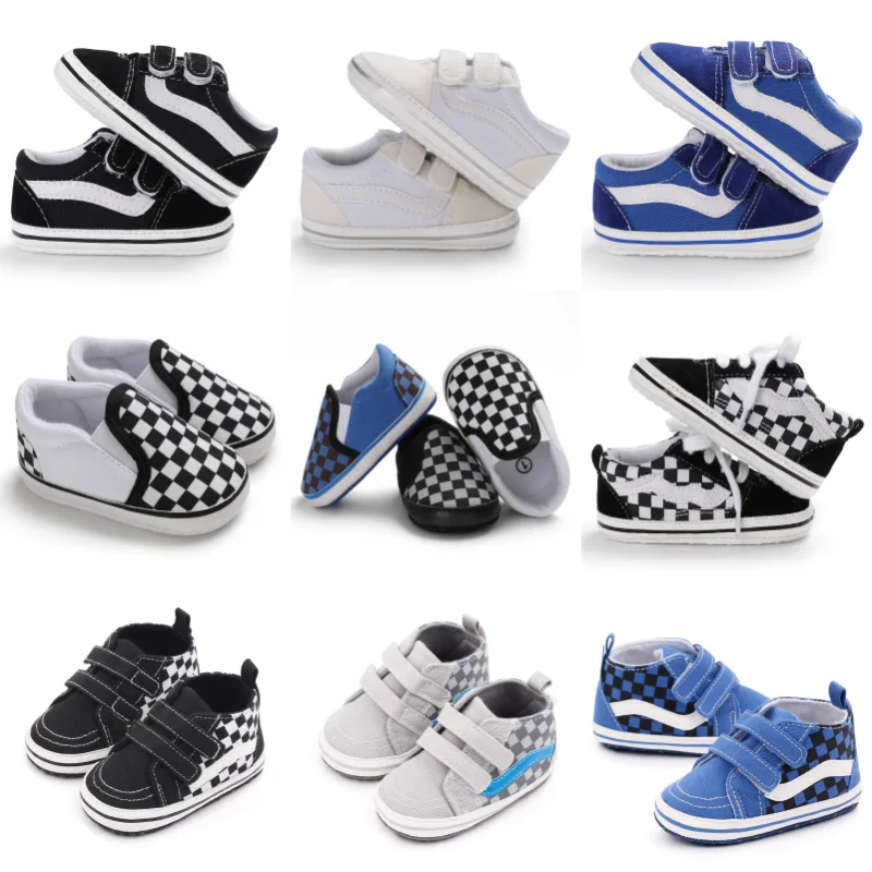 รองเท้าเด็กชายหญิงลายสก๊อตพิมพ์ Casual Canvas Soft Sole ทารกแรกเกิดกีฬา First Walkers รองเท้าเปล Unisex