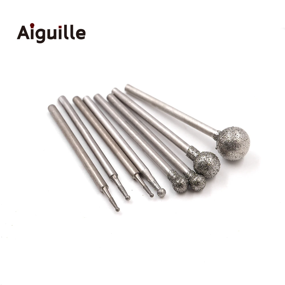100Pcs Ball Shape Shank 2.35Mm 120 # เพชรบด Burr 0.5-8.0มม.ฟันบด Bits เพชรเพชรบด Burr