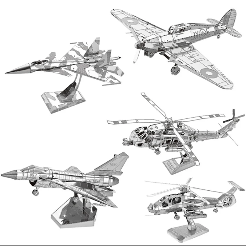 Vliegtuig 3D metalen puzzel modelkit DIY lasergesneden puzzels puzzelspeelgoed voor kinderen