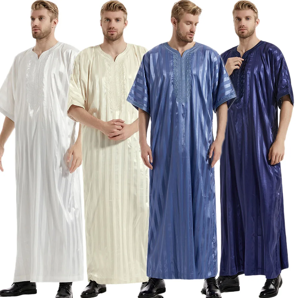 Ramadan listra islam casual vestido masculino robe muçulmano turquia jubbe thobe thoub árabe saudita kaftan abaya dubai eid roupas trajes