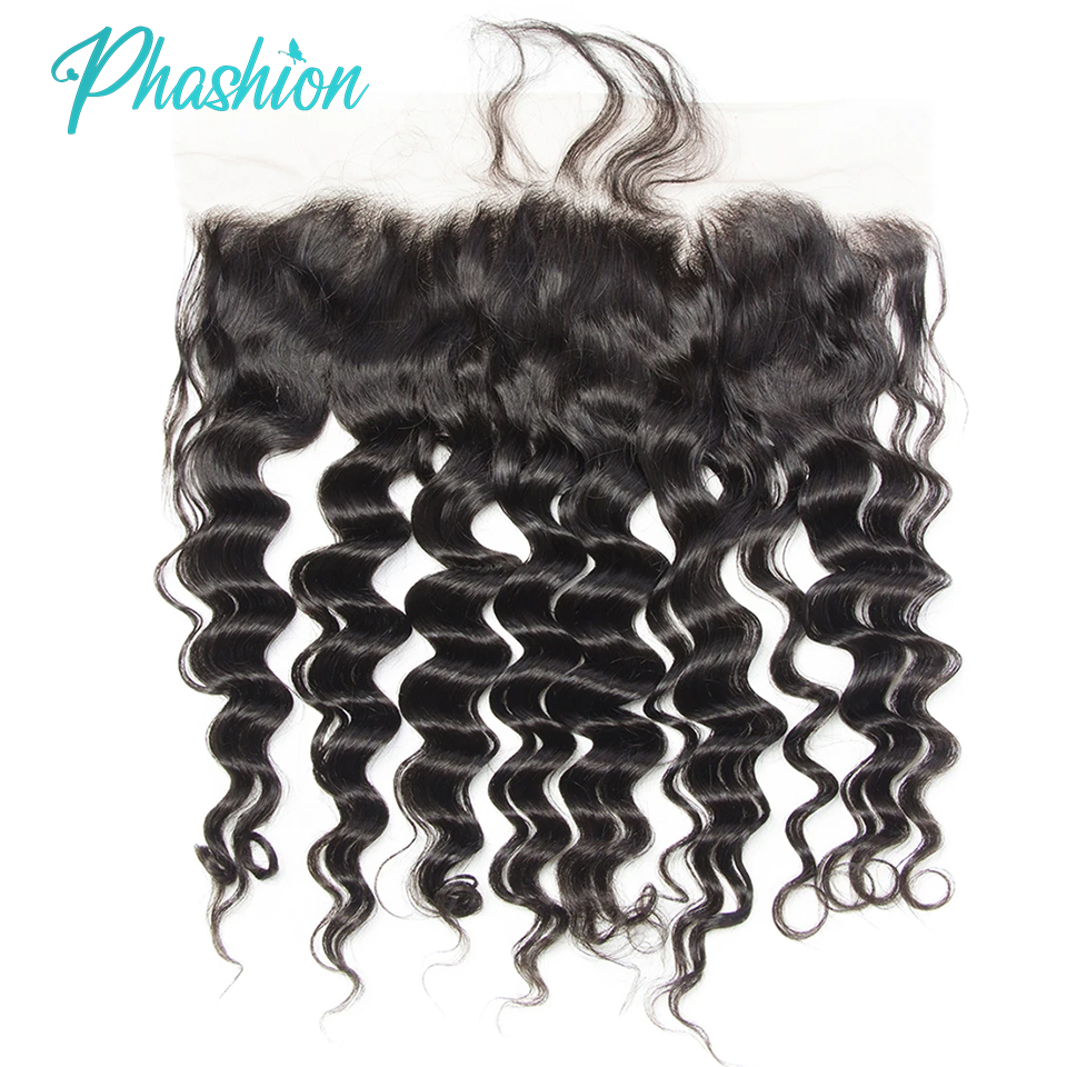 Phashion suelto onda profunda 4 × 4 13x4 encaje Frontal HD transparente Cierre suizo prearrancado cabello humano Remy brasileño para mujeres