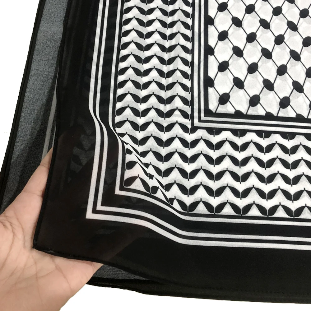 Bufanda larga de gasa con estampado de Keffiyeh para mujer, Hijab musulmán de 185x70cm, para compras en línea