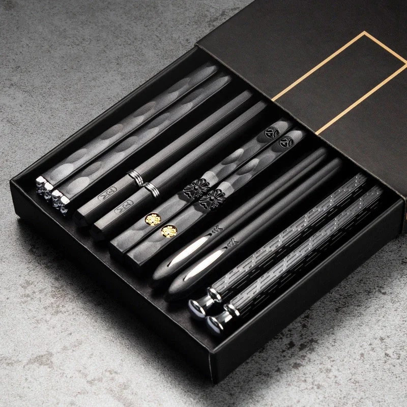 Palillos antideslizantes japoneses de alta calidad, palillos coreanos para el hogar, Hotel, restaurante, palitos de comida saludable portátiles para palillos de Sushi, 5 pares