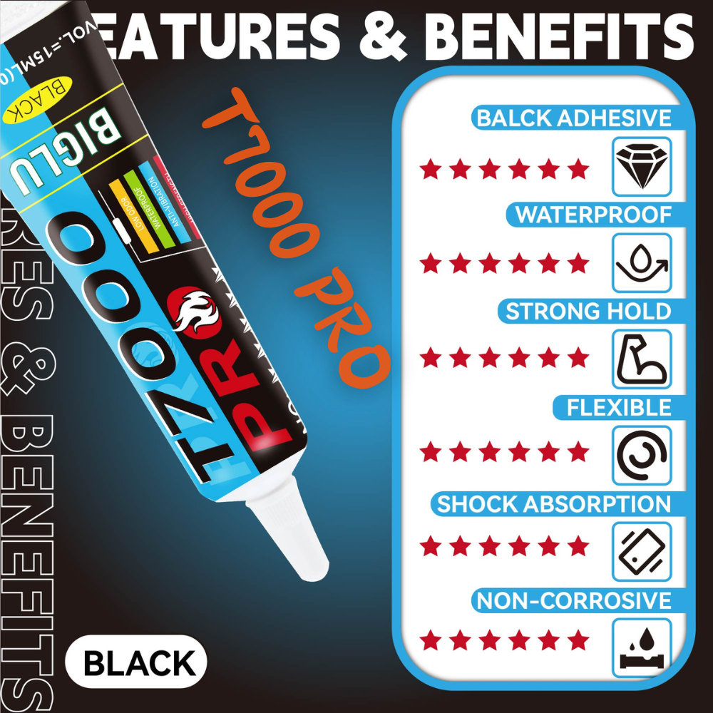 T7000 Black Contact Handy-Tablet-Reparaturkleber BIGLU Strong T7000 Pro Kleber 15 ml 50 ml 110 ml mit Nadelauslass