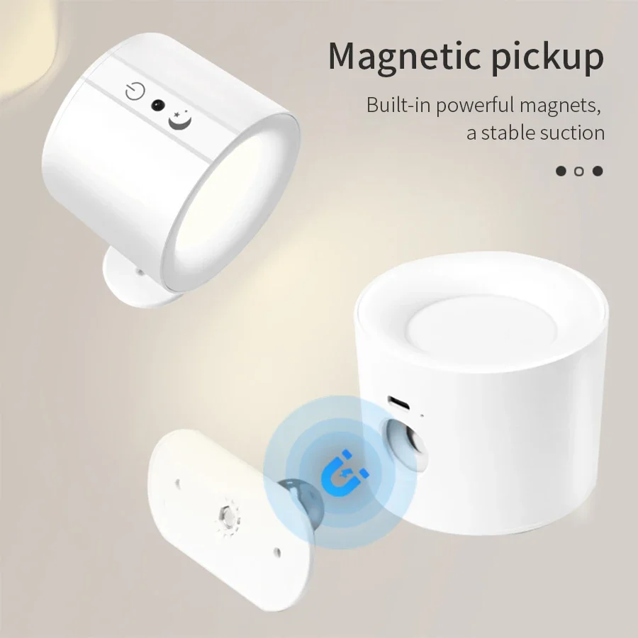 Mini luz de parede magnética led simples preto/branco dupla cabeça iluminação controle remoto quarto luz ambiente iluminação emergência
