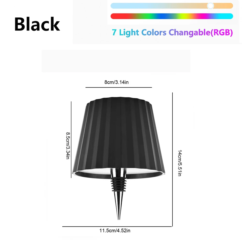 Weinflasche LED Drahtlose Tischlampe 2000 mAh 7 Farben Dimmbar RGB USB Aufladbare Esstisch Lichter Getränkelampe Top Touch
