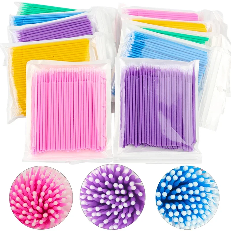 100 ชิ้นแปรงทําความสะอาดขนตา Lash Extension Micro ผ้าฝ้าย Swab ขนตา Microbrush แต่งหน้าความงาม Clean Remover เครื่องมือ