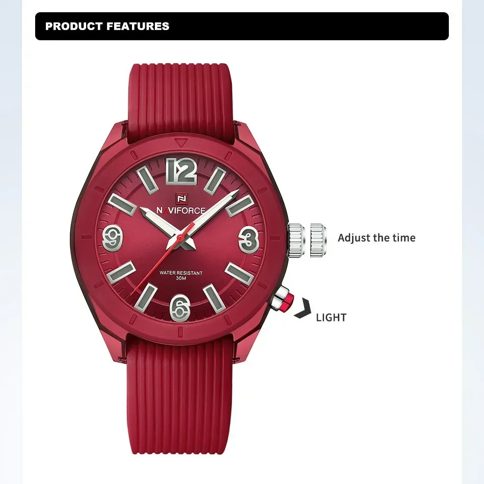 NAVIFORCE-Reloj de moda para mujer, resistente al agua, con personalidad, de cuarzo, de lujo, regalo romántico para novia, 2024
