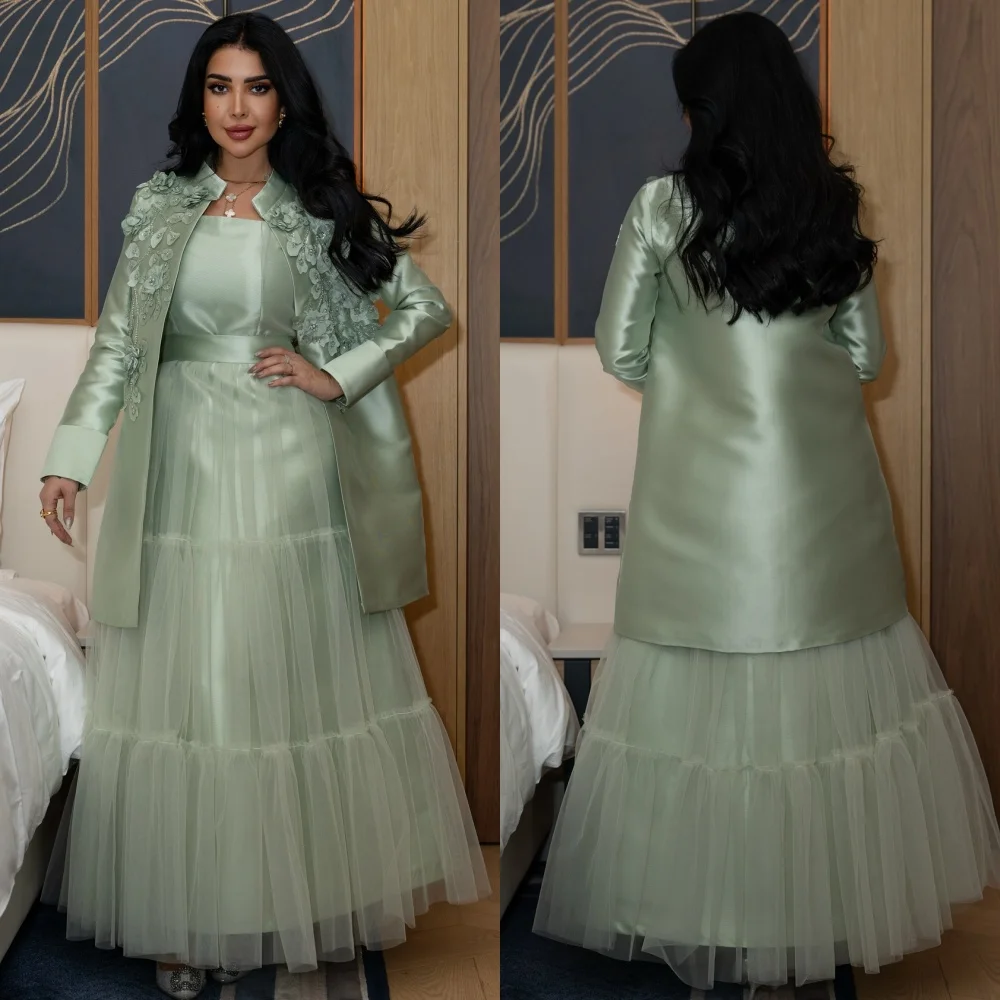 Personalizado intrincado requintado flor miçangas apliques a linha gola alta midi vestidos sob medida vestidos de ocasião estilo moderno