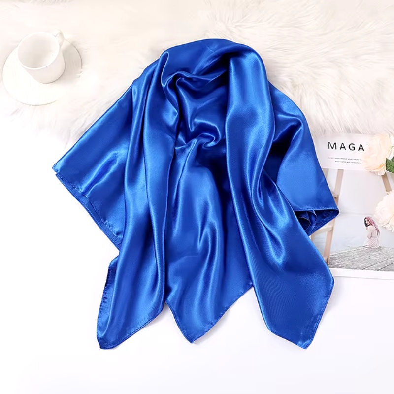 Cor sólida 90*90cm lenço de seda foulard cetim bandana lenço cheveux neckerchief hijab accessoires para mulher lenço de cabelo