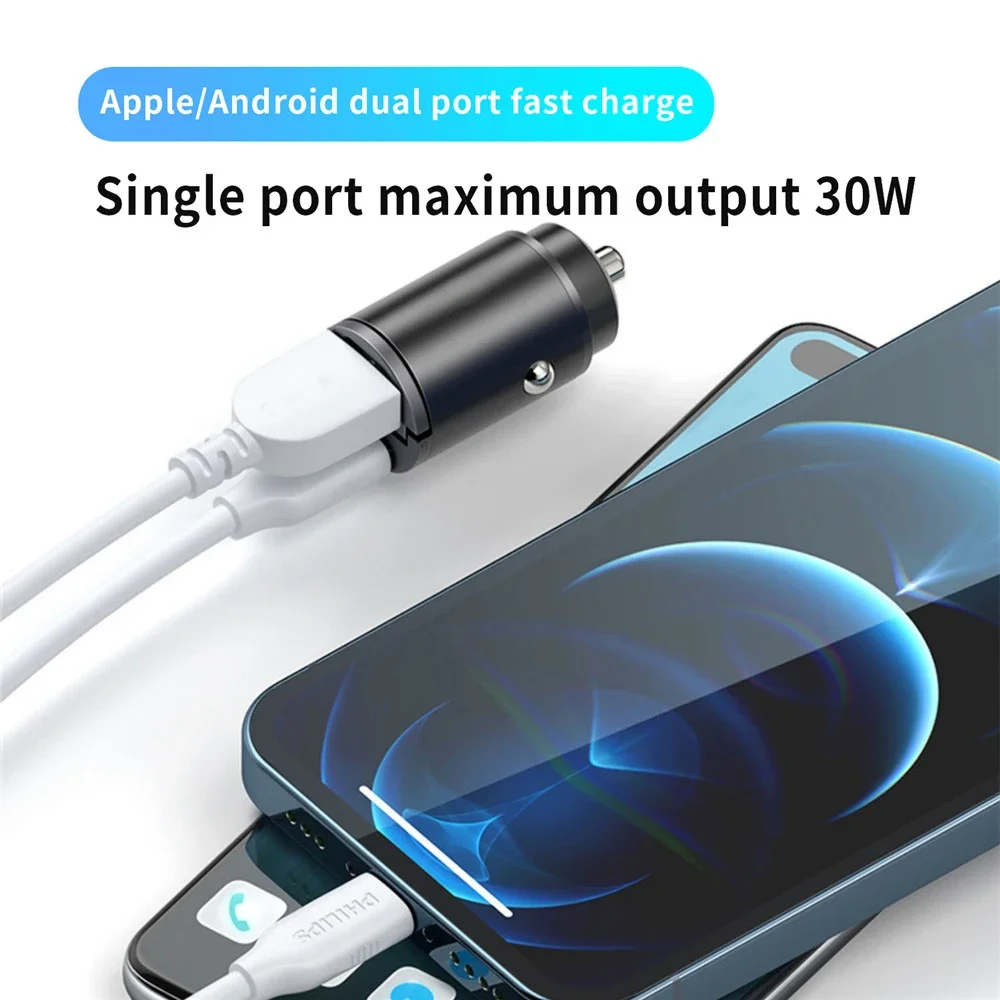 Mini 100W PD QC Pull Ring Snel Opladen Autolader USB C Autotelefoon Oplader Adapter Voor iPhone 13 12 Xiaomi Samsung Huawei