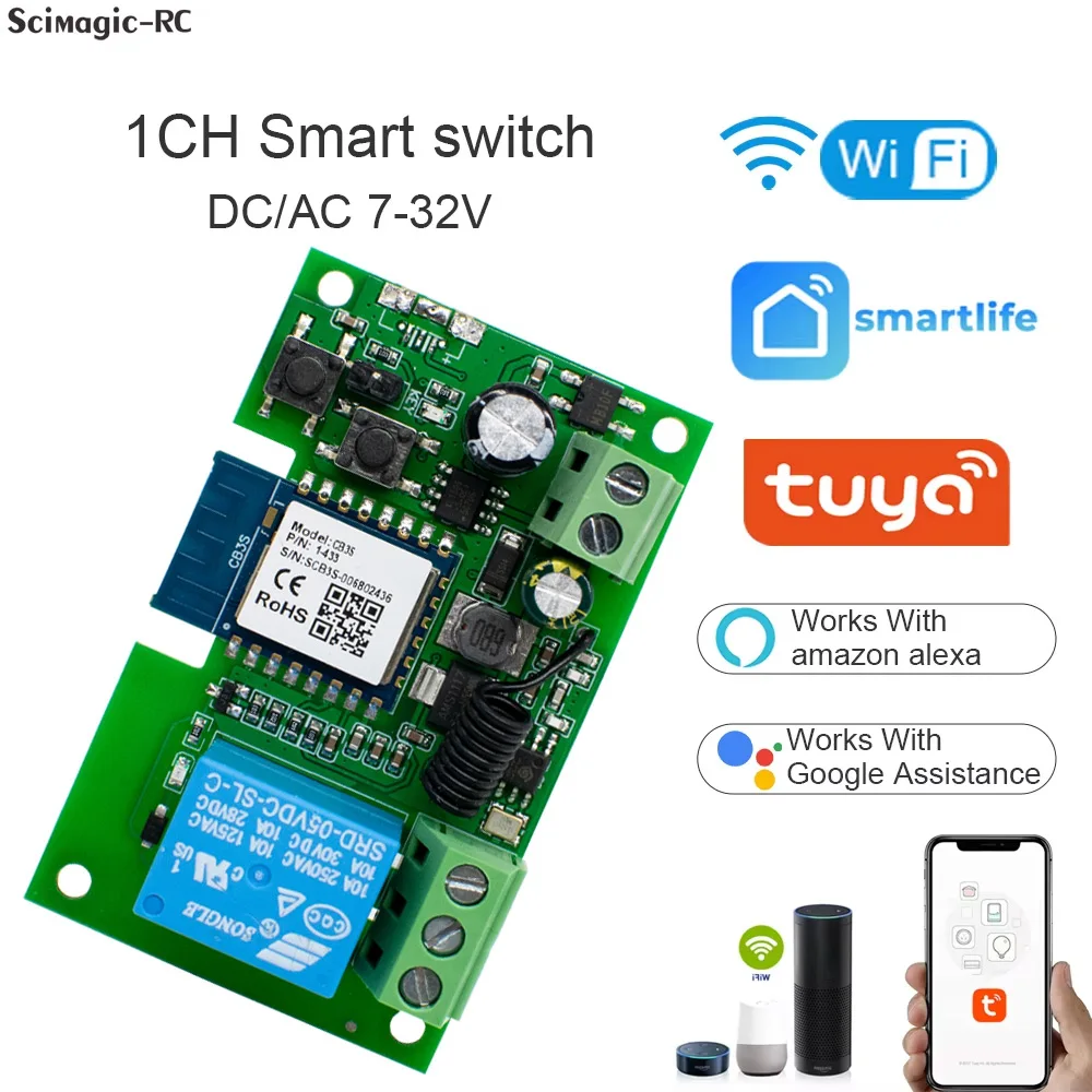 WIFI Tuya Smart Garage Gate Interruptor del motor de acceso a la puerta eléctrica, USB 5V DC 12V 24V 32V, módulo de relé de pulso de 1 /4 canal, control remoto RF433