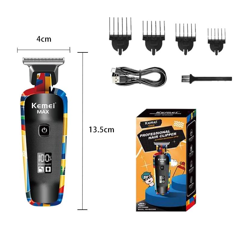 Kemei Elektrische Haarschneidemaschine Mode Graffiti USB Rasieren Elektrische Drücker LED LCD Digital Display Professionelle Barber KM-max5090
