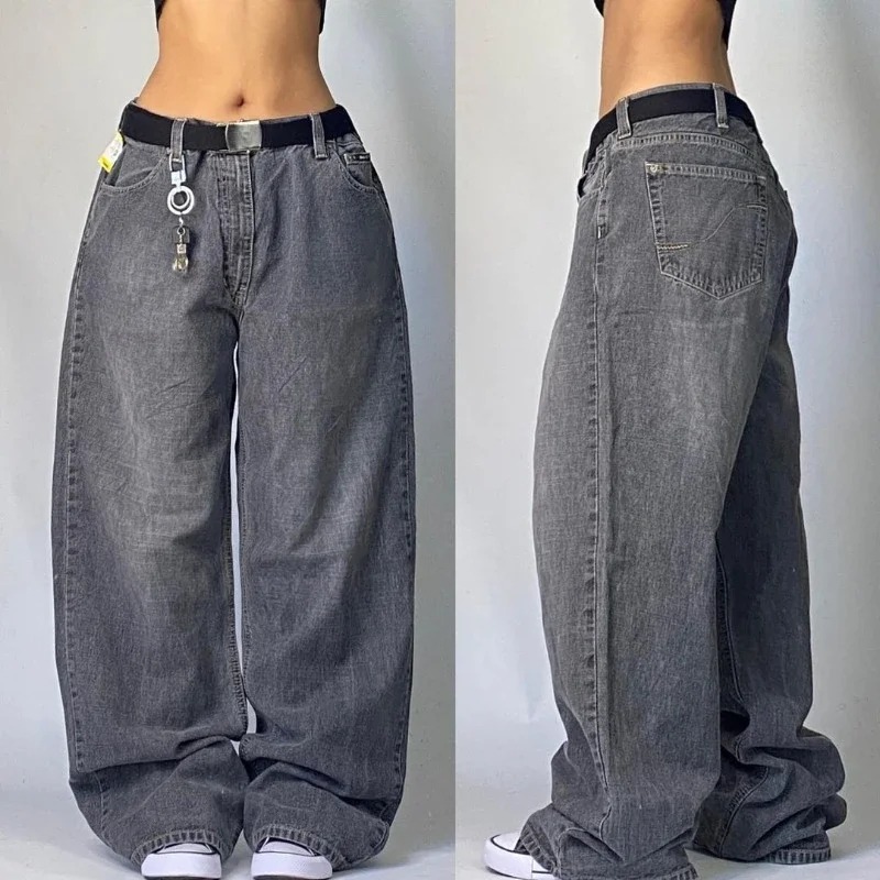 ストリートファッション新マルチポケット洗浄だぶだぶのジーンズ男性と女性 Y2K ヒップホップ原宿カジュアルゴシックハイウエストワイドズボン