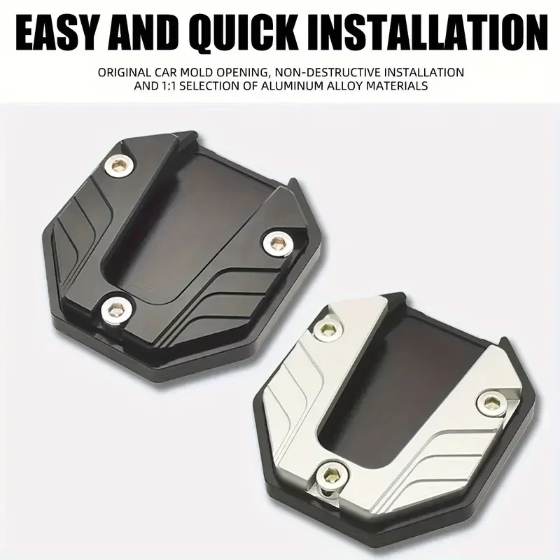 Aluminum Alloy Motorcycle Kickstand Pad, All-Terrain Vehicle Footrest Support, Non-Slip Side Stand Plate Enlarged Base Accessory