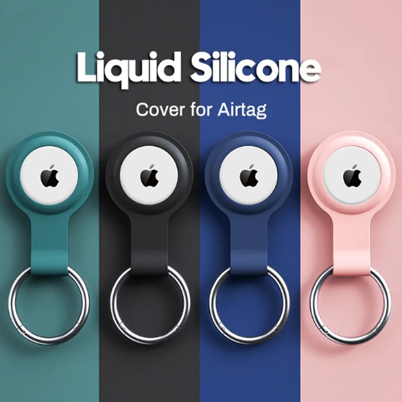 Capa para airtags caso de silicone líquido escudo protetor rastreador acessório anti-risco manga chaveiro airtag caso cão anti perda
