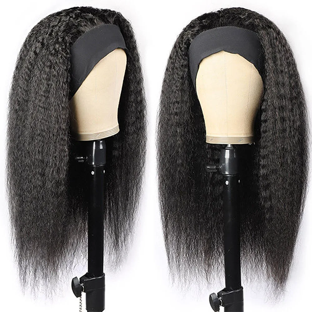 Parrucche per capelli lisci crespi Parrucca per capelli umani Remy pronta da indossare Parrucca per capelli umani con fascia diritta Yaki brasiliana per le donne