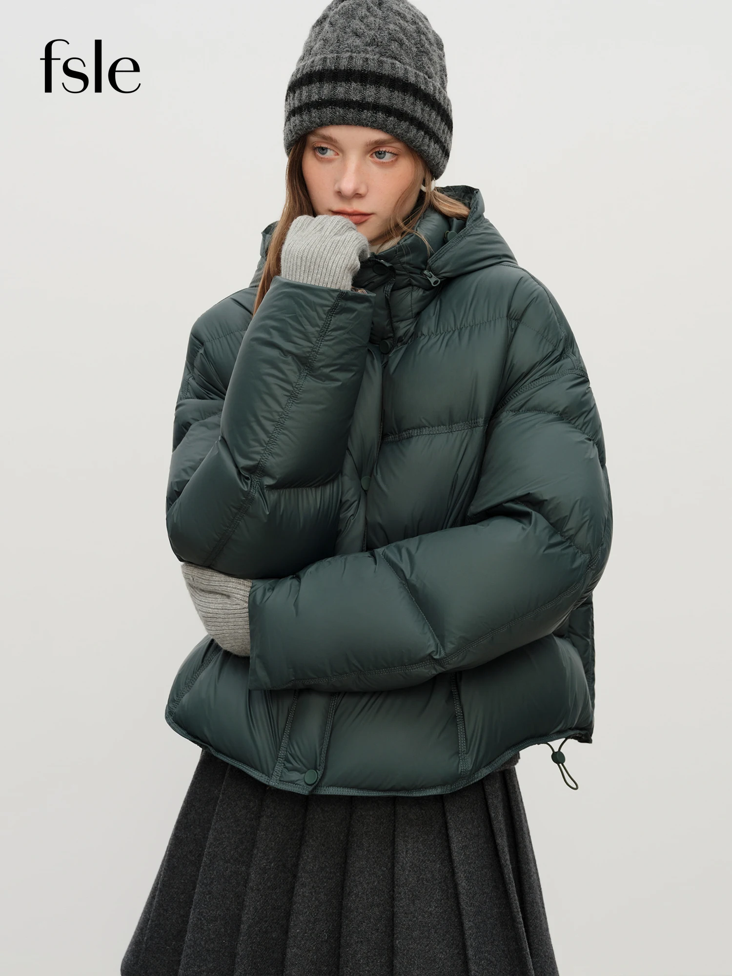 Fsle 2025 inverno feminino com capuz puffer jaqueta impermeável downncoat estilo bolha térmico casaco quente oversize curto acolchoado outerwear