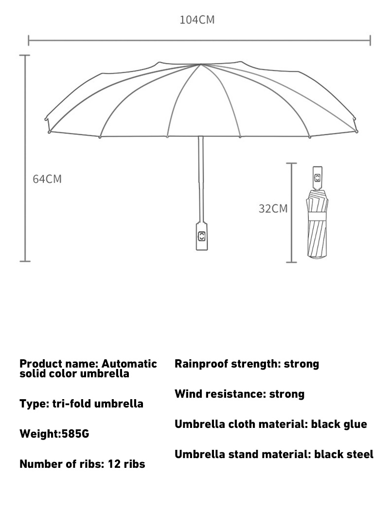 Xiaomi Umbrella 24 Bone Solid Color Automatic Umbrella Light Collapsible Large Size Outdoor Waterproof Sun-proof UV Protection