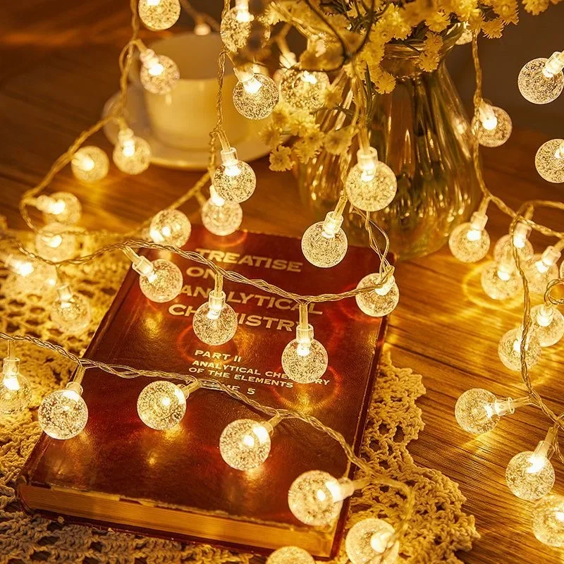 3M LED Mini Light String คริสตัลบอลแบตเตอรี่สวนกลางแจ้ง Camping Light String กันน้ํา Garland Light รอมฎอนตกแต่ง