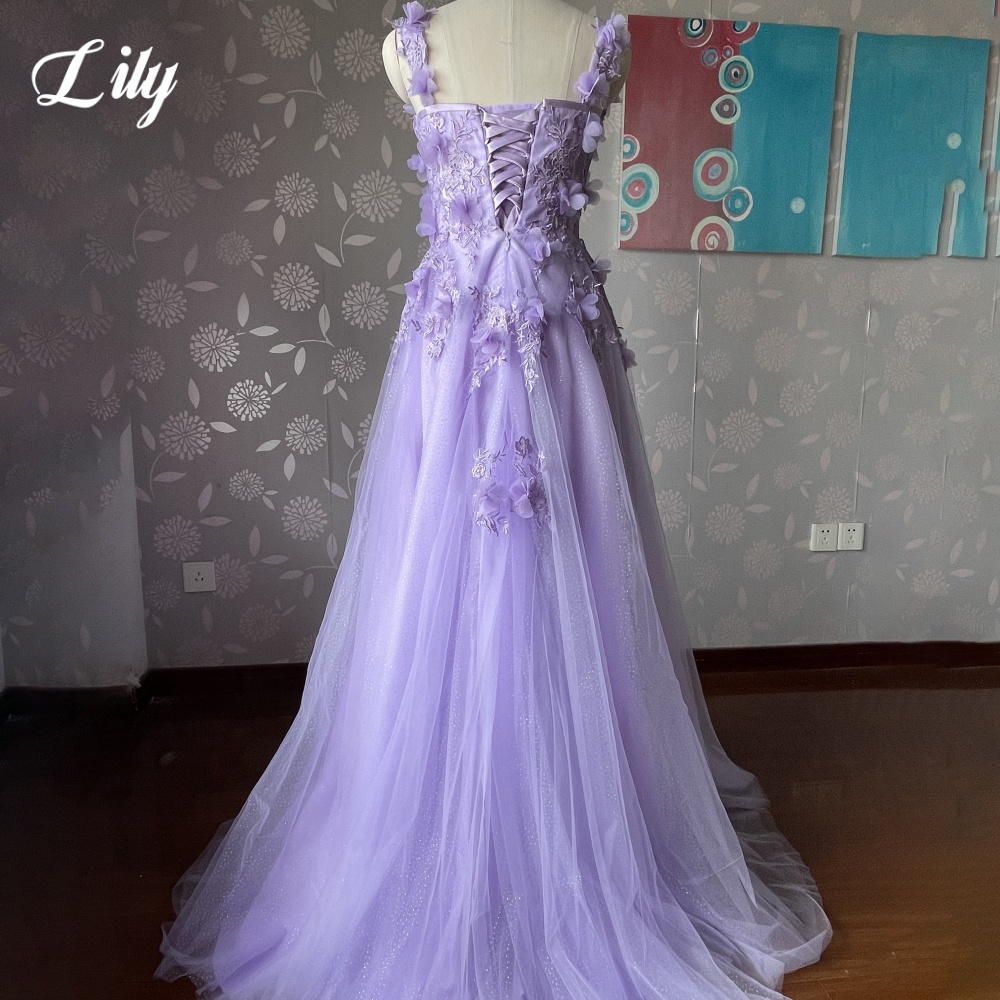 Lily roxo net vestidos de ocasião especial 3d flores querida vestido formal cinta de espaguete longo vestido de noite ngulini  roz intensa personalizado
