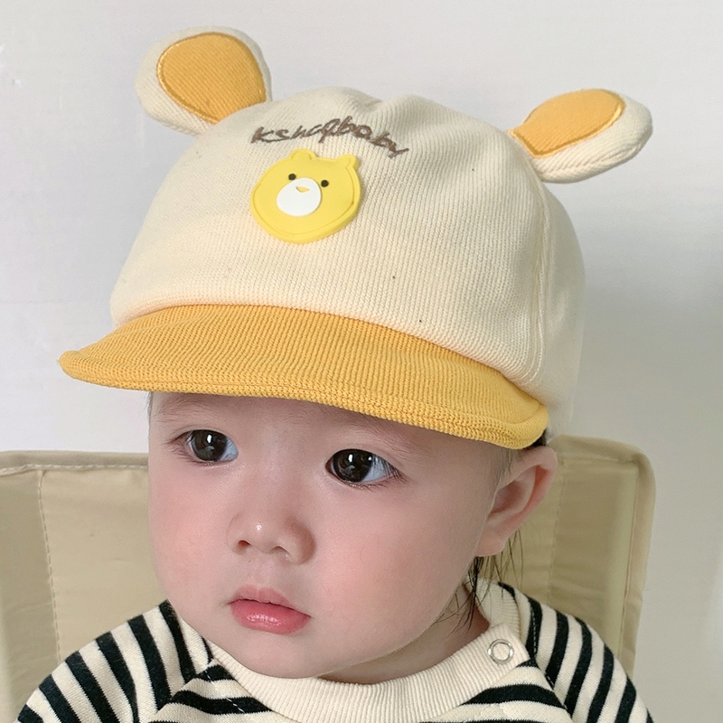 Boné de beisebol do bebê do urso dos desenhos animados com orelhas bonito animal chapéu de sol para meninos meninas casual infantil chapéu de pico