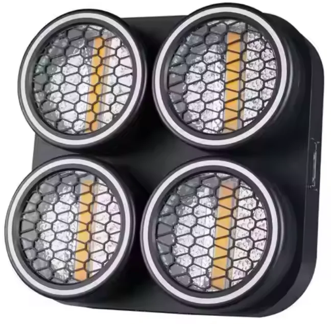 Harga Grosir Lampu Retro COB LED 4 Mata 50W dengan Cincin Dmx512 RGB Lampu Panggung Blinder untuk Bar Disko Klub Malam