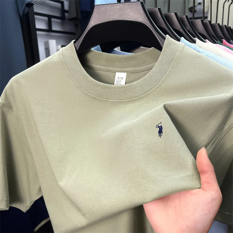 100 % Baumwolle Herren Kurzarm T-Shirt Modemarke Paul Pony Stickerei Sommer neues High-End bequemes lässiges Rundhals-Top