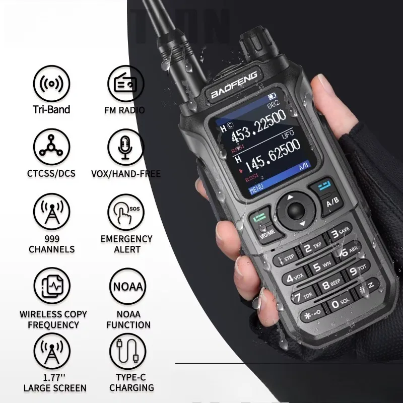 UV-21 Pro V2 Беспроводная частота копирования Mutli Band Мощная водонепроницаемая дальняя частота UV-5R Двусторонняя радиолюбитель дальнего действия Type-C