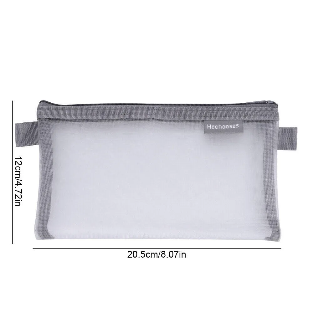 1pc borsa in rete di nylon trasparente visibile borsa per esami di cancelleria per studenti borsa di stoccaggio con cerniera forniture per studio portatili semplici di grande capacità