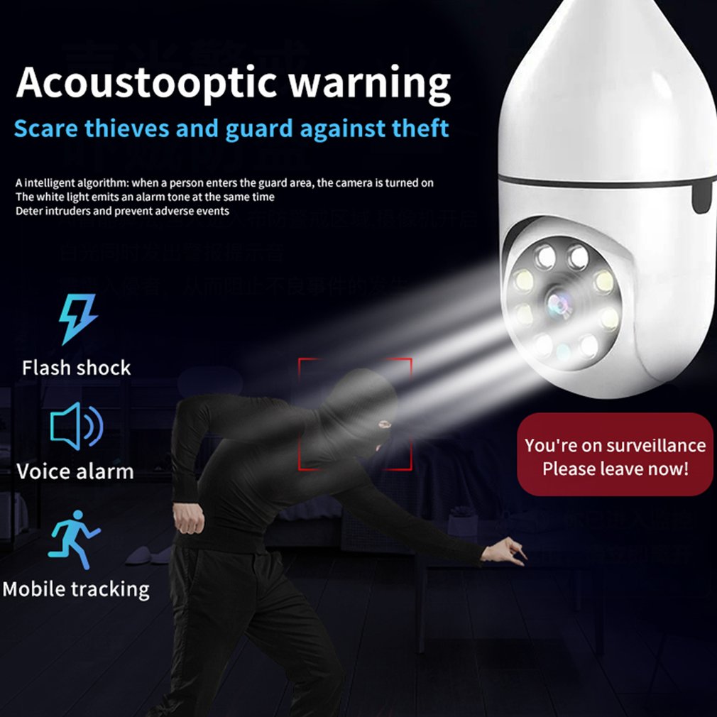 2025 caliente E27 tornillo cámara WIFI vigilancia bombilla cámara a todo color iluminación diurna y nocturna doble luz 360 rotación Dropshipping